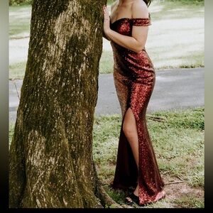 Red Sequin Prom Dress